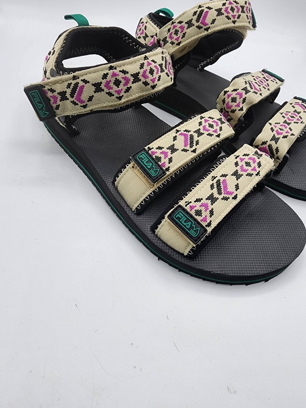 FILA Alteration Strap Sandals Womens 8 Tan Black Pink Aztec Tribal Hiking Water